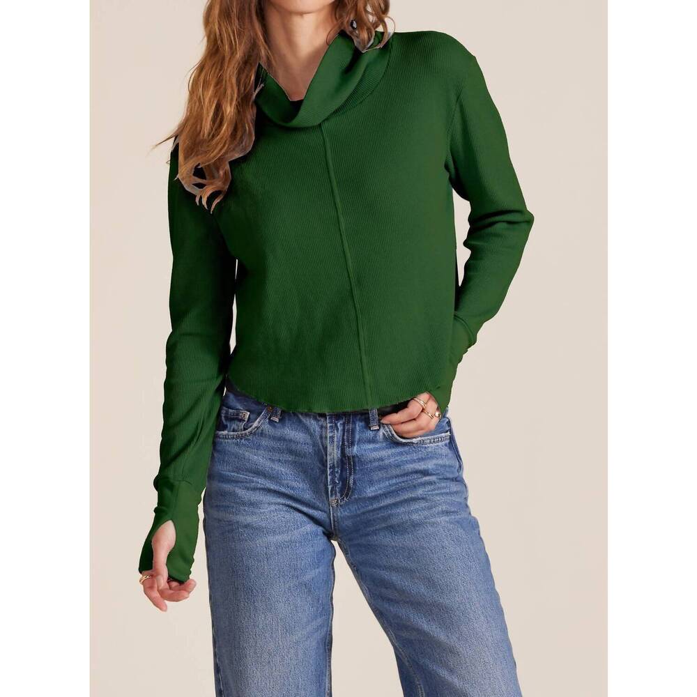NEW BOBI cowlneck long sleeve pullover in hunter